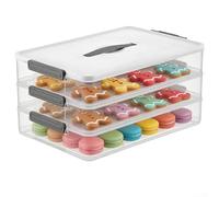 Fauhapyway Bocal à biscuits empilable à 3 couches - Bac de rangement hermétique pour produits secs, friandises, fournitures de pâtisserie, blanc, 37 x 24 x 18 cm (niveau 3)