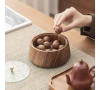 Fauhapyway Bol rond en bois de noyer naturel - Boîte à fruits - Plateau de rangement de luxe - Organiseur pour friandises à l'heure du thé - 13,5 cm