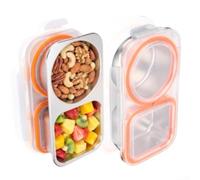 Fauhapyway Contenant Alimentaire 2 Cases Anti-Fuite pour Lunch Contenant | Acier inoxydable pour premium, 2 compartiments fixes, joint étanche, BPA, lavable main