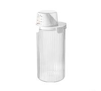 Fauhapyway Distributeur de détergent à lessive scellé avec récipient de rangement transparent gradué, pot hermétique et étanche avec couvercle doseur pour savon liquide en poudre, 1800 ml (circulaire