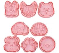 Fauhapyway Emporte-pièces Chien Lot de 8 Outils Pâtisserie PP | 8 formes de têtes de chien variées, plastique PP pour durable, pour idéal pour cookies et pains, pour facile à presser