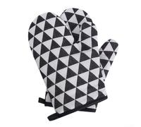 Fauhapyway Gants Cuisine pour coton pour lin Anti-Dérapant Texture Gants | Résistant chaleur, protection brûlures, pour coton pour lin pour naturel, taille 13x26cm, pour idéal four(Black and White)