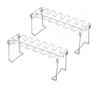 Fauhapyway Grille à rôtir pour volaille de qualité supérieure - 14 emplacements pour ailes de cuisses de poulet - Panier vertical en acier inoxydable de 33,5 x 16,5 cm