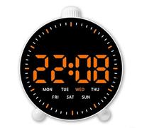 Fauhapyway Horloge murale à LED, avec télécommande, affichage numérique indiquant la date, la température, réveil rouge vif, pour la maison, le bureau, la salle de sport, la salle de classe (H)