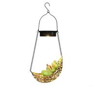 Fauhapyway Lampe solaire en fer pour décoration de jardin, motif lune | Corps en fer épais, forme de bateau en forme de lune creuse, résistant à la rouille, pour une construction en métal durable