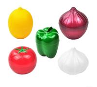 Fauhapyway Lot de 5 boîtes à légumes oignon, tomate, citron, ail, poivron | Plastique PP de qualité, résistant aux fissures, utilisation durable, garde les produits frais, facile à nettoyer