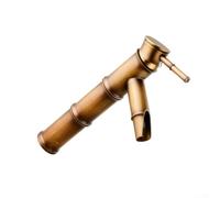 Fauhapyway Mitigeur monotrou chaud froid pour robinet 30 cm de hauteur en | Corps en laiton massif, résistant à la rouille, aspect bois antique, installation à trou unique, mélange chaud et froid