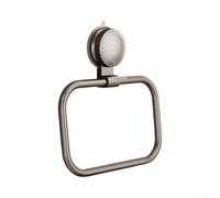 Fauhapyway Porte-Serviette Mural ABS Alliage Aluminium Gris Compact | Ventouse puissante, rotation 180°, perçage, pour carrelage et verre, installation rapide en secondes