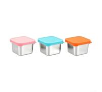 Fauhapyway Pots hermétiques en acier inoxydable 180 ml pour le stockage | Matériau de qualité alimentaire, fermeture hermétique, garde les collations fraîches, forme carrée, rangement facile à