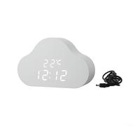 Fauhapyway Réveil numérique avec activation vocale, affichage personnalisable, luminosité, lecture de la température, réveil numérique USB (blanc)