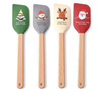 Fauhapyway Spatule Silicone Noël 4pcs Manche pour bois 27.5cm Spatule Silicone