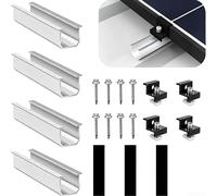 Fauhapyway Support Aluminium 120mm pour Panneaux Solaires 35mm(4-piece set) | Rail 120mm, pinces noires, compatible tuiles, installation pour facile, kit complet inclus