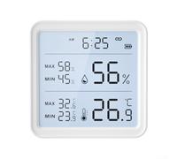 Fauhapyway Thermomètre de pièce numérique hygromètre compatible Alexa | WiFi activé, synchronisation de l'application Tuya, données en temps réel, contrôle vocal, automatisation intelligente