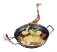 Fauhapyway Wok en acier inoxydable anti-adhésif de 32 cm à double poignée compatible avec induction Design nid d'abeille pour cuisinière à gaz électrique Batterie de cuisine (34 cm sans couvercle)