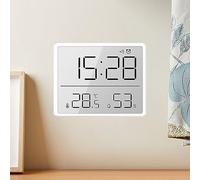 Fauitay Réveil Numérique, écran LCD avec Affichage de la Température et de l'humidité, Horloge électronique pour la Maison, la Chambre à Coucher et Le Bureau (Blanche)