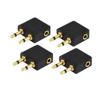 FAUOSWUK Adaptateur de Casque d'avion Double Connecteur 3,5 Mm Mâle vers 3,5 Mm Femelle Pratique pour Les Voyages, Conception ABS Légère 2 Pièces (4 pièces)