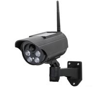 Fausse caméra de sécurité solaire avec détection de mouvement - Caméra de surveillance factice rotative à 360° avec lumière rouge clignotante - Résistante aux intempéries - Dissuasion extérieure pour