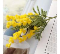 Fausses fleurs artificielles en acacia, mimosa jaune, sans branches de fruits, pour mariage, décoration de table, pour la maison White