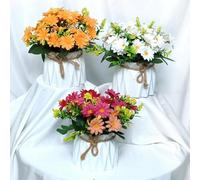 Fausses fleurs en pot 17 cm Plante artificielle en soie avec pot Maison | Arrangement de fleurs artificielles 17 cm en pot - Plantes artificielles en soie - Décoration de table pour la maison