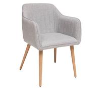 Atmosphera Fauteuil Visoca Gris – L60×P57×H84 cm, pieds en bois, tissu texturé