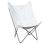 Fauteui Design Papillon avec Pieds en Épingle en Métal et Velours Blanc Nybro