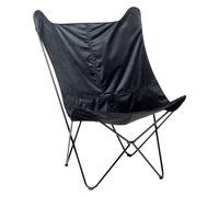 Fauteui Design Papillon avec Pieds en Épingle en Métal et Velours Noir Nybro