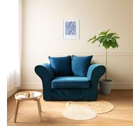 Fauteuil 1,5 places en velours bleu navy