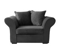 Fauteuil 1,5 Places En Velours Gris Gris