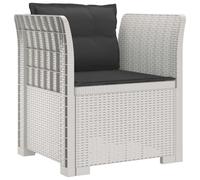 Fauteuil 1 place avec coussin, imitation rotin, plastique PP, blanc (vidaXL)
