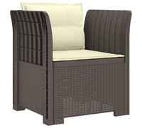 Fauteuil 1 place avec coussin, imitation rotin, plastique PP, gris clair, marque vidaXL
