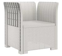 Fauteuil 1 place, style rotin, en plastique PP, couleur blanche, marque vidaXL