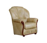 Fauteuil 100% cuir de buffle beige DAPHNE