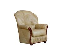 Fauteuil 100% cuir de buffle beige DAPHNE