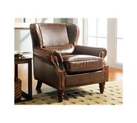 Fauteuil 100% cuir EDOUARD - Marron