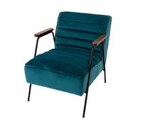 Fauteuil 60x76x73 cm en tissu velours bleu foncé