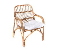 Fauteuil 70x67x89,5 cm en rotin naturel et coussin blanc