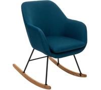 Fauteuil à bascule - ATMOSPHERA - Rocking Chair en tissu - Bleu - Déhoussable - Style Scandinave Moderne
