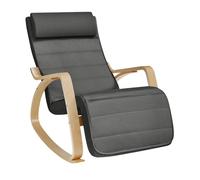 Fauteuil À Bascule, avec Accoudoirs en Bois, Repose-pieds RÉglable en 5 Positions, CapacitÉ 150 kg, Gris FoncÉ et Couleur BoisÉe
