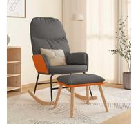 Fauteuil à bascule avec tabouret, gris clair, tissu | Tissu respirant, durable, résistant aux taches, facile à nettoyer, accoudoirs, mouvement de balançoire doux