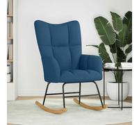 Fauteuil à bascule bleu 61 x 78 x 95 cm | Assise rembourrée, structure bois-métal, tissu 100 % polyester, bleu intense