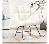 Fauteuil à bascule , Chaise à bascule en tissu doux, Chaise de salon, Rocking chair en velours avec pieds en bois, capacité de charge jusqu'à 136 kg, Chaise relax pour le salon, la chambre, le balcon,