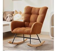Fauteuil à bascule-chaise à bascule moelleux pour chambre-GRAVEE-rocking chair Teddy - Style Scandinave -Fauteuil chambre-marron