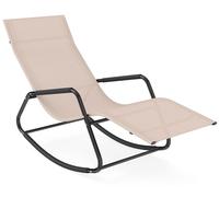Fauteuil à bascule COSTWAY, transat, chaise longue, fauteuil à bascule ergonomique, pour une capacité maximale de 160 kg, transat pour jardin, terrasse ou balcon, couleur beige
