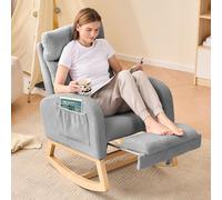 Fauteuil à bascule d'allaitement Generic Teddy avec repose-pieds, gris | Fauteuil à bascule Teddy avec repose-pieds gris clair, idéal pour allaiter et se détendre dans la chambre de bébé ou le salon