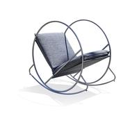 Fauteuil à bascule de jardin en inox et toile plastifiéee - Gris anthracite - CAPRERA