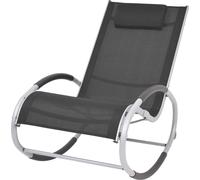Fauteuil à bascule de jardin The Living Store, noir, en Textilene
