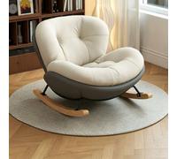 Fauteuil À Bascule Design,Chaise Relax Enveloppante avec Repose-Pieds,Fauteuil Moderne Forme Œuf pour Lecture et Détente,Revêtement Velours Bébé et Simili Cuir Effet Chat C