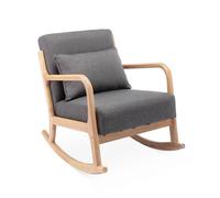 Fauteuil à bascule design en bois et tissu. 1 place. rocking chair scandinave. gris foncé