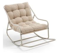 Fauteuil à bascule d'extérieur avec coussin de confort, pour salon, chambre, coin lecture, 75x116x82 cm, Beige Aosom FR