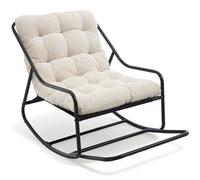 Fauteuil à bascule d'extérieur avec coussin de confort, pour salon, chambre, coin lecture, 75x116x82 cm, Blanc Aosom FR